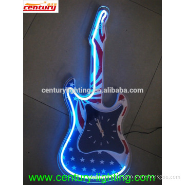 neon guitar clock